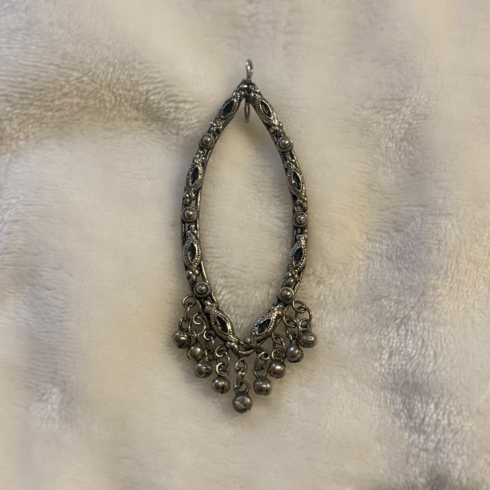 Dangle Chandelier Bohemian Silver Tone Bell Charms Tribal - Picture 2 of 2